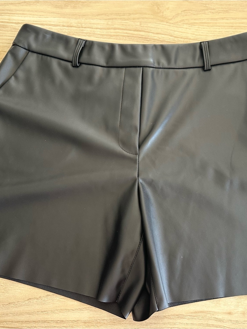 High-Waist Black Faux Leather Women's Shorts